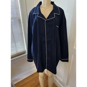 Navy Blue Pajama Set Collared Pockets Cotton ALEXANDER DEL ROSSA NWT Sz 3XL